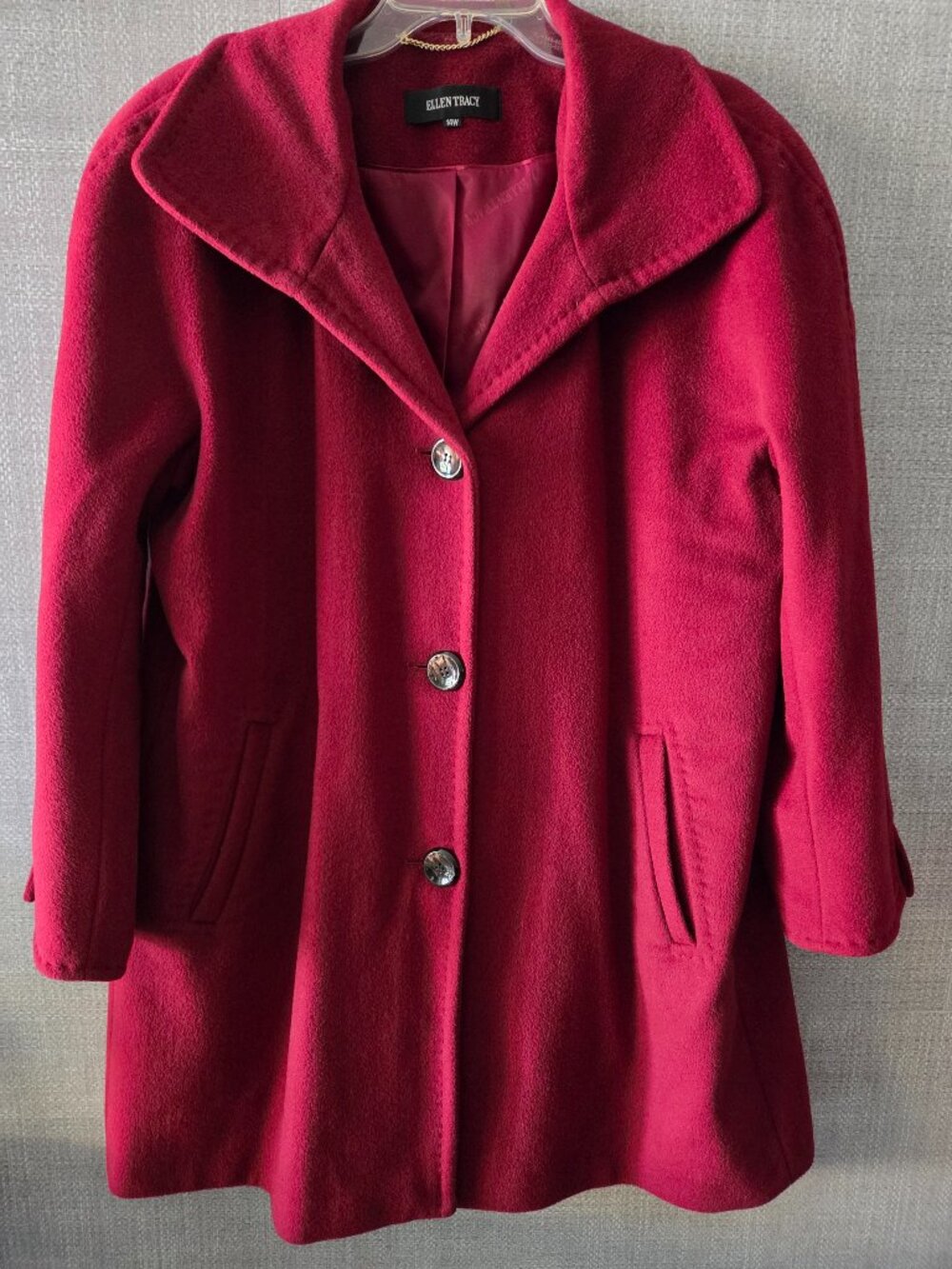 "Ellen Tracy" ruby red wool-blend pea coat size 14W